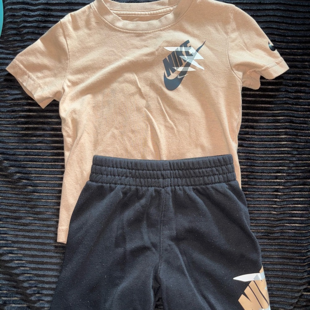 Nike Kids Tan Top and Black Joggers Set